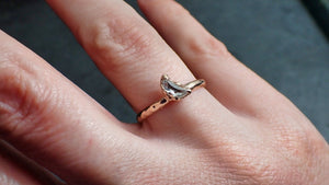 Faceted Fancy cut white crescent Half Moon Diamond Engagement 14k Rose Gold Solitaire Wedding Ring byAngeline 2202