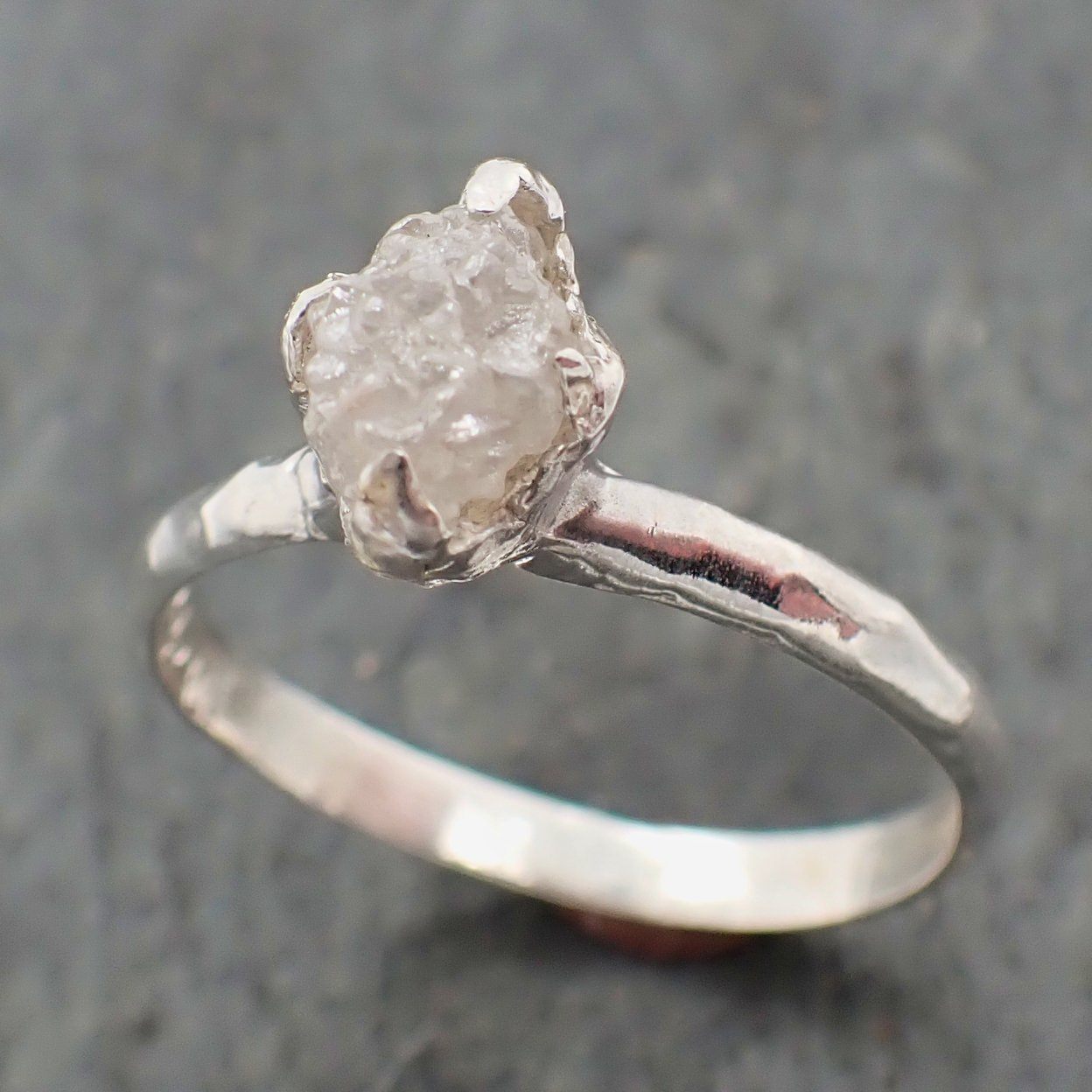raw rough diamond engagement stacking ring solitaire silver ring recycled ss00048 Alternative Engagement