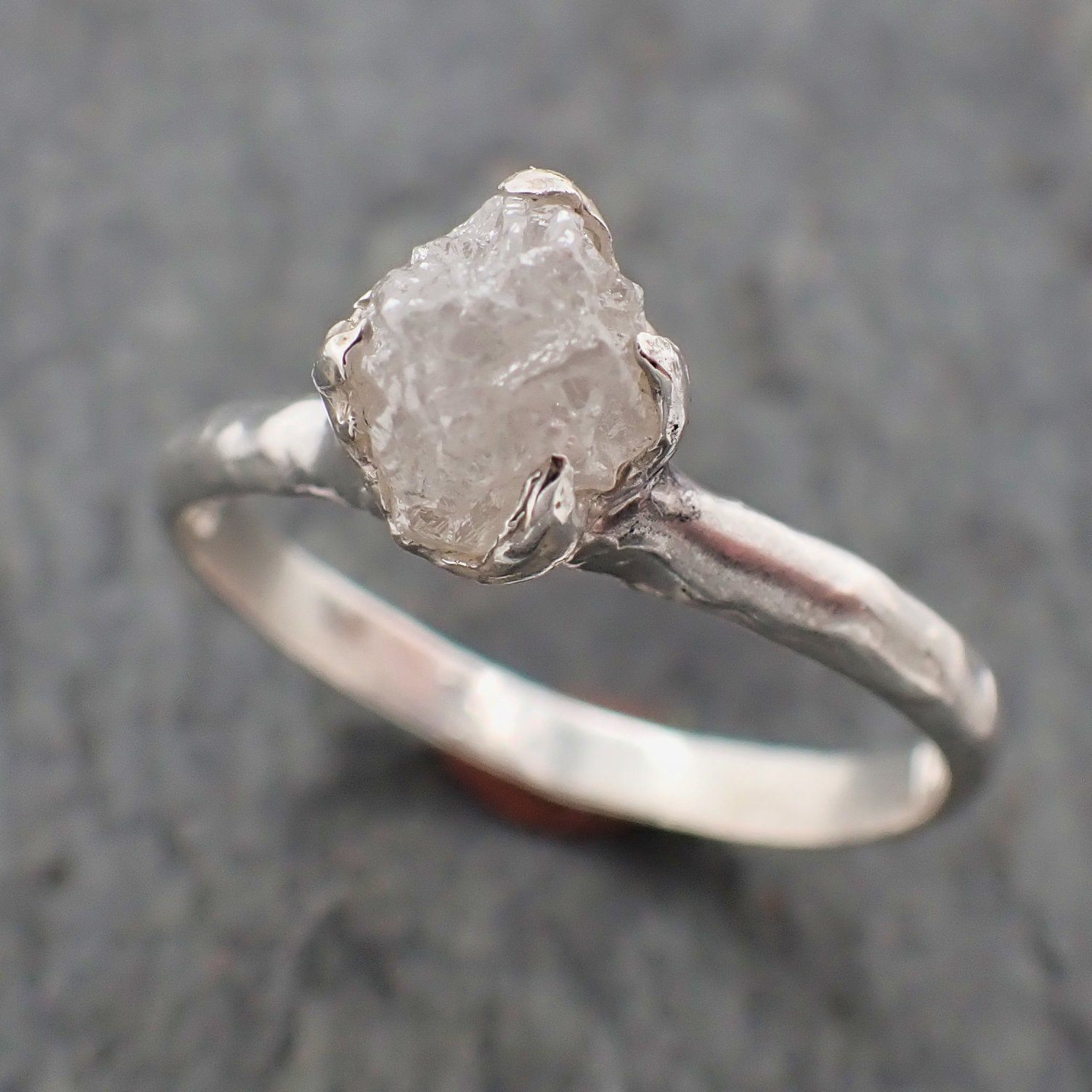 raw rough diamond engagement stacking ring solitaire silver ring recycled ss00049 Alternative Engagement