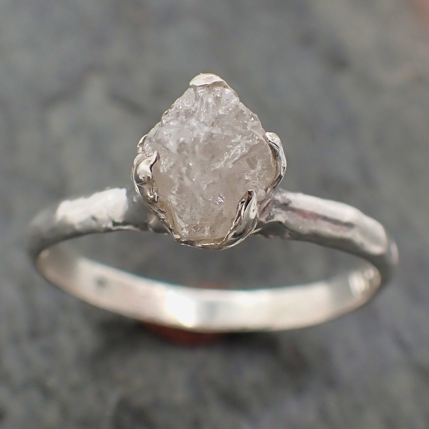 raw rough diamond engagement stacking ring solitaire silver ring recycled ss00049 Alternative Engagement