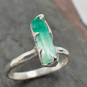 raw uncut emerald sterling silver ring gemstone solitaire recycled statement ss00056 Alternative Engagement