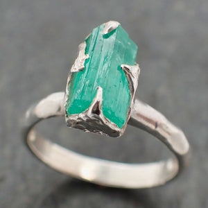 raw uncut emerald sterling silver ring gemstone solitaire recycled statement ss00058 Alternative Engagement