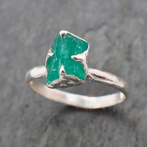 raw uncut emerald sterling silver ring gemstone solitaire recycled statement ss00059 Alternative Engagement