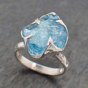 uncut aquamarine solitaire ring custom sterling silver one of a kind gemstone ring bespoke byangeline ss00054 Alternative Engagement
