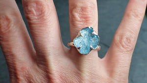 uncut aquamarine solitaire ring custom sterling silver one of a kind gemstone ring bespoke byangeline ss00054 Alternative Engagement