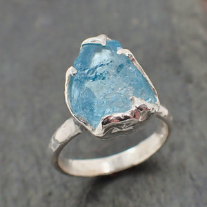 uncut aquamarine solitaire ring custom sterling silver one of a kind gemstone ring bespoke byangeline ss00055 Alternative Engagement