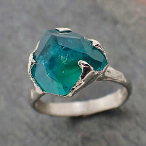 partially faceted paraiba tourmaline 18k white gold engagement ring one of a kind solitaire gemstone byangeline 2208 Alternative Engagement