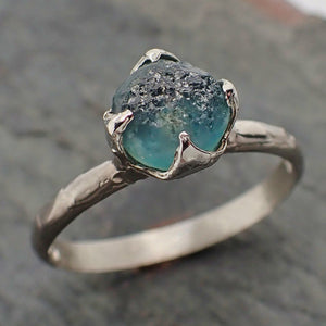 raw sapphire blue montana sapphire 18k white gold engagement ring wedding ring custom gemstone ring solitaire ring byangeline 2210 Alternative Engagement