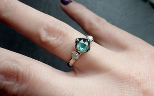 fancy cut montana sapphire diamond 14k white gold engagement ring wedding ring blue gemstone ring multi stone ring 2492 Alternative Engagement
