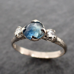 fancy cut montana sapphire diamond 14k white gold engagement ring wedding ring blue gemstone ring multi stone ring 2490 Alternative Engagement
