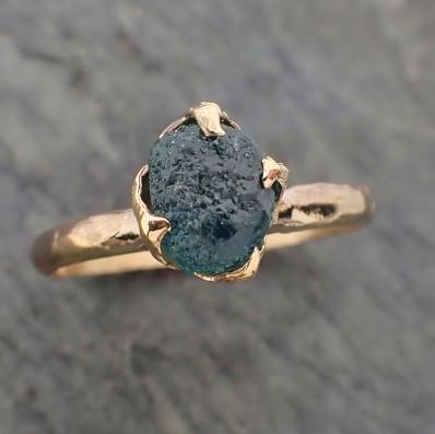 Raw Blue Montana Sapphire 18k Yellow Gold Engagement Ring Wedding Ring Custom Gemstone Ring Solitaire Ring byAngeline 2227