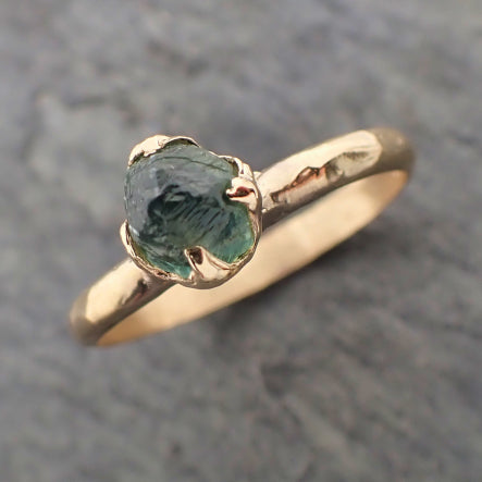 raw green montana sapphire 18k yellow gold engagement ring wedding ring custom gemstone ring solitaire ring byangeline 2229 Alternative Engagement