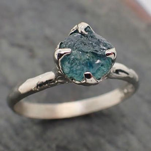raw blue montana sapphire 18k white gold engagement ring wedding ring custom gemstone ring solitaire ring byangeline 2223 Alternative Engagement