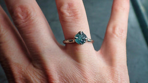 raw blue montana sapphire 18k white gold engagement ring wedding ring custom gemstone ring solitaire ring byangeline 2223 Alternative Engagement