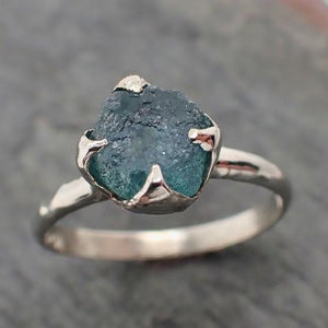 raw blue montana sapphire 18k white gold engagement ring wedding ring custom gemstone ring solitaire ring byangeline 2224 Alternative Engagement