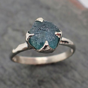 raw blue montana sapphire 18k white gold engagement ring wedding ring custom gemstone ring solitaire ring byangeline 2224 Alternative Engagement