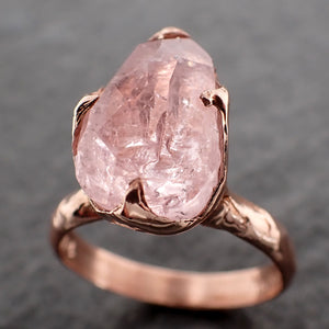 morganite partially faceted 14k rose gold solitaire pink gemstone ring statement ring gemstone jewelry by angeline 2493 Alternative Engagement