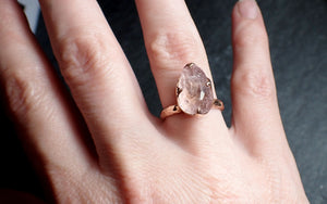 Morganite partially faceted 14k Rose gold solitaire Pink Gemstone Cocktail Ring Statement Ring gemstone Jewelry by Angeline 2493