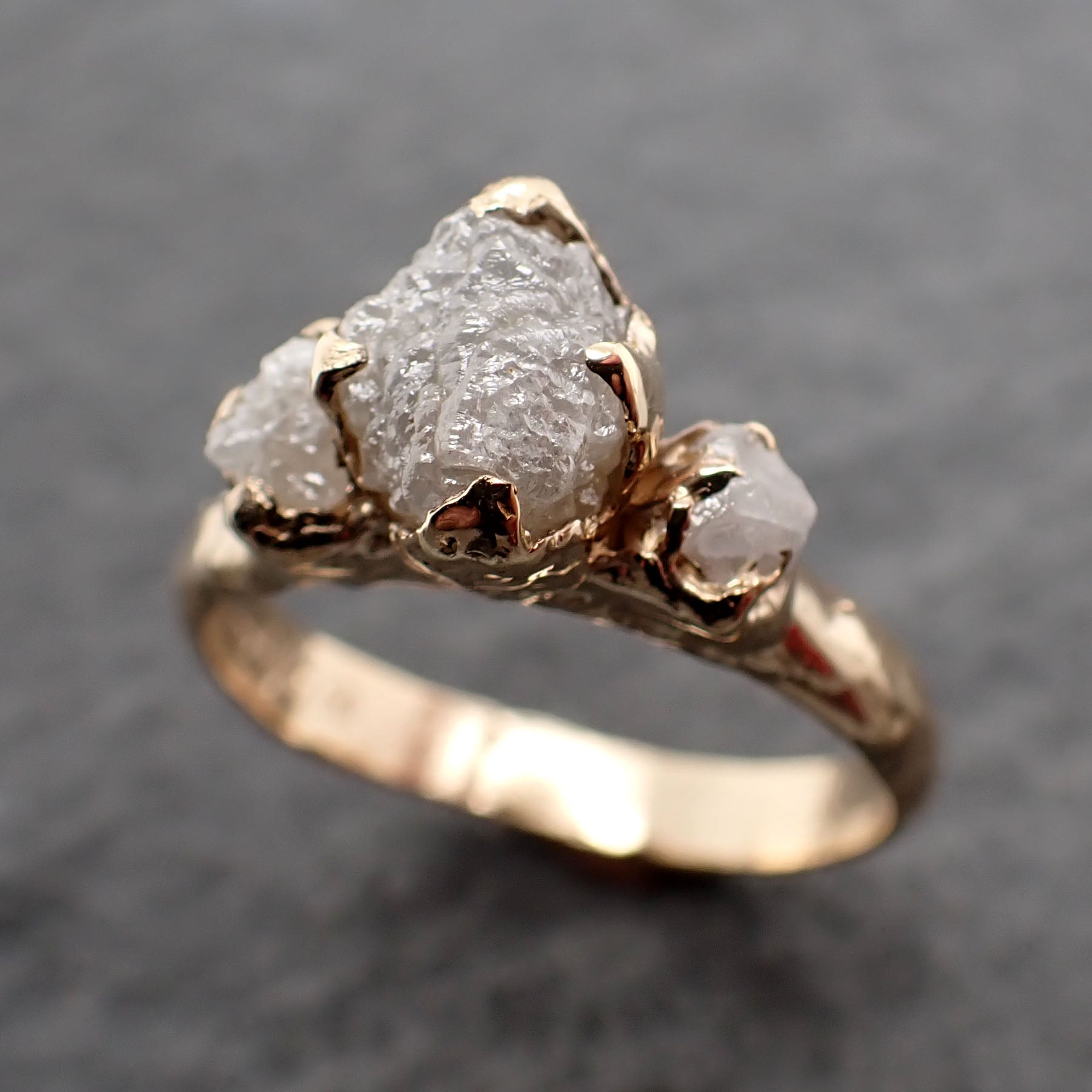 raw rough diamond engagement stacking multi stone wedding anniversary 14k gold ring rustic 2495 Alternative Engagement