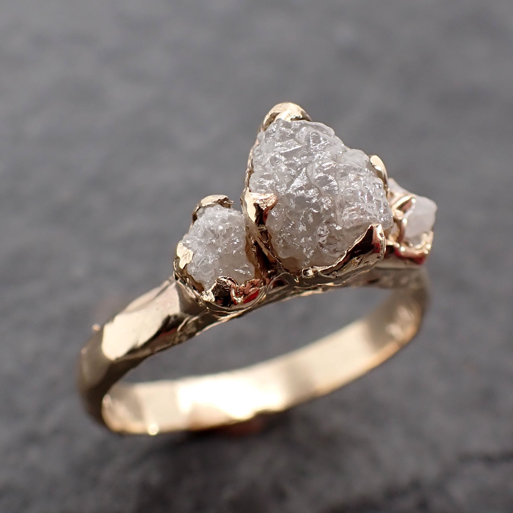 raw rough diamond engagement stacking multi stone wedding anniversary 14k gold ring rustic 2495 Alternative Engagement