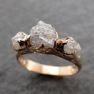 Raw Rough Diamond Engagement Stacking Multi stone Wedding anniversary 14k Gold Ring Rustic 2496