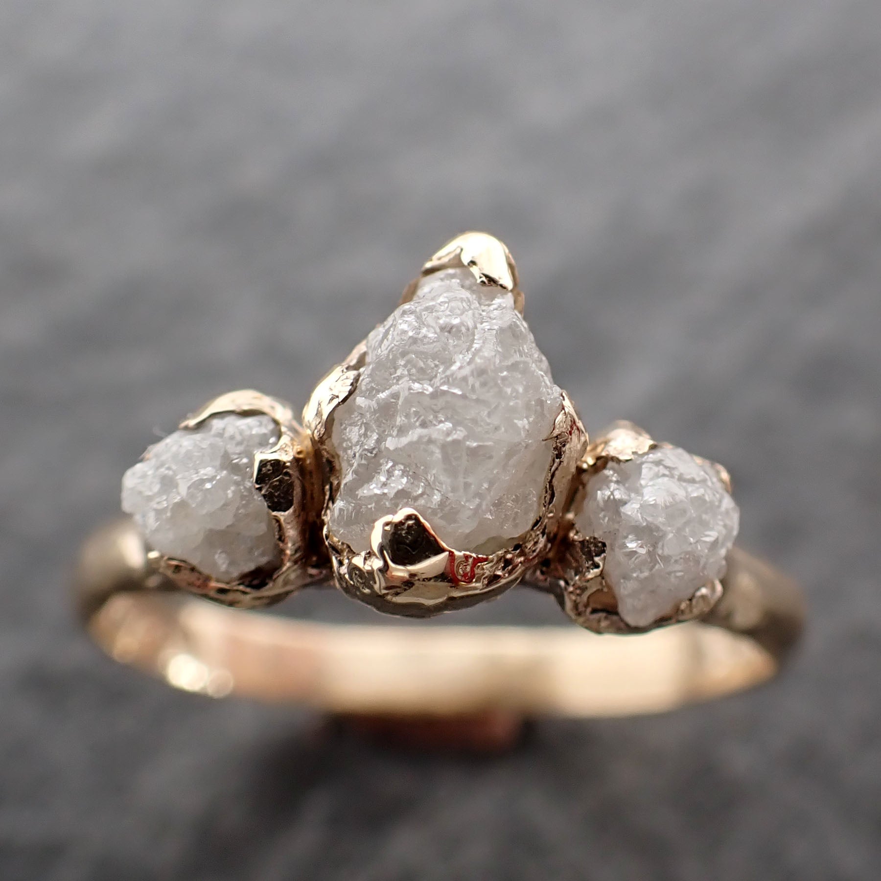 Raw Rough Diamond Engagement Stacking Multi stone Wedding anniversary 14k Gold Ring Rustic 2497