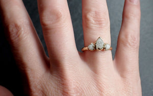 Raw Rough Diamond Engagement Stacking Multi stone Wedding anniversary 14k Gold Ring Rustic 2497
