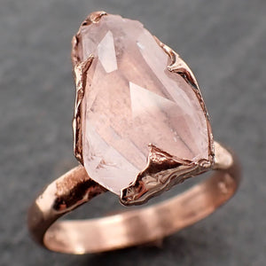 Morganite partially faceted 14k Rose gold solitaire Pink Gemstone Cocktail Ring Statement Ring gemstone Jewelry by Angeline 2498
