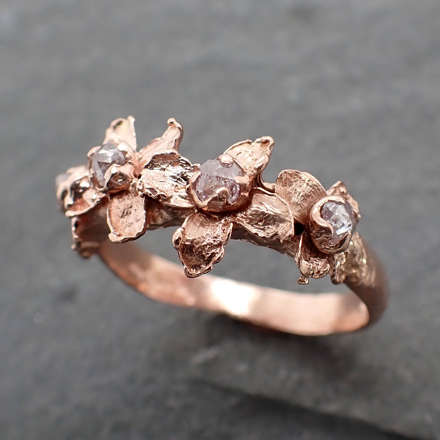 Real Flower and  rubies 14k Rose gold wedding engagement ring Enchanted Garden Floral Ring byAngeline 2499_custom_ruby