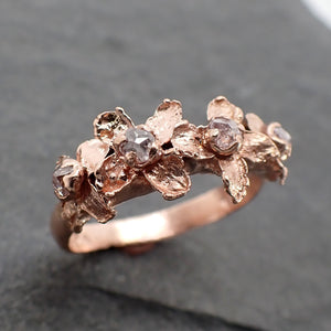 Real Flower and Pink Diamond 14k Rose gold multi stone Enchanted Garden Floral Ring byAngeline 2499
