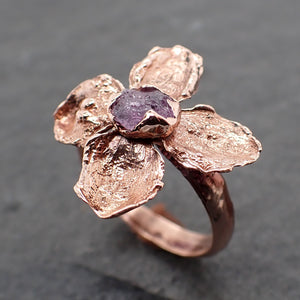 Real Flower and Purple Sapphire 14k Rose gold wedding engagement ring Enchanted Garden Floral Ring byAngeline 2500