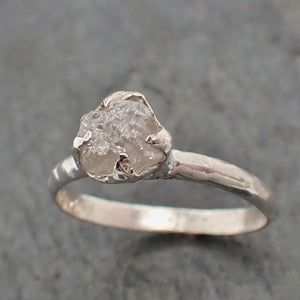 raw rough diamond engagement stacking ring solitaire silver ring recycled ss00064 Alternative Engagement