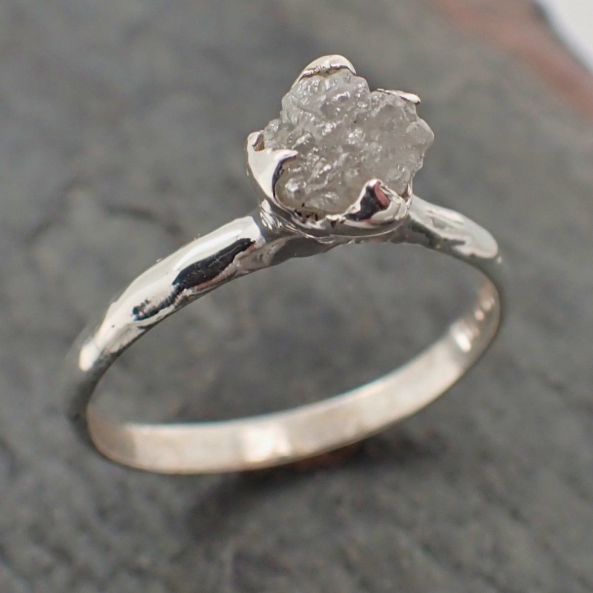 raw rough diamond engagement stacking ring solitaire silver ring recycled ss00063 Alternative Engagement
