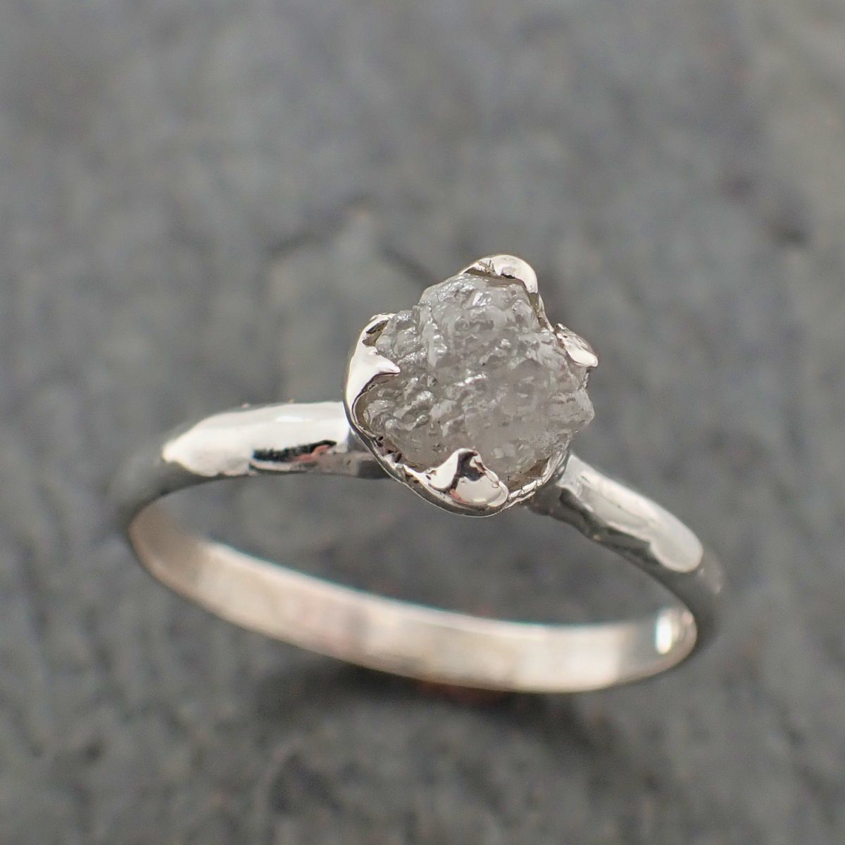 raw rough diamond engagement stacking ring solitaire silver ring recycled ss00063 Alternative Engagement