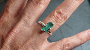 raw uncut emerald sterling silver ring gemstone solitaire recycled statement ss00068 Alternative Engagement