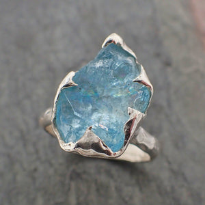 uncut aquamarine solitaire ring custom sterling silver one of a kind gemstone ring bespoke byangeline ss00061 Alternative Engagement