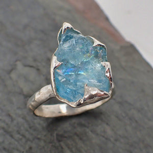 uncut aquamarine solitaire ring custom sterling silver one of a kind gemstone ring bespoke byangeline ss00061_yellowgold Alternative Engagement