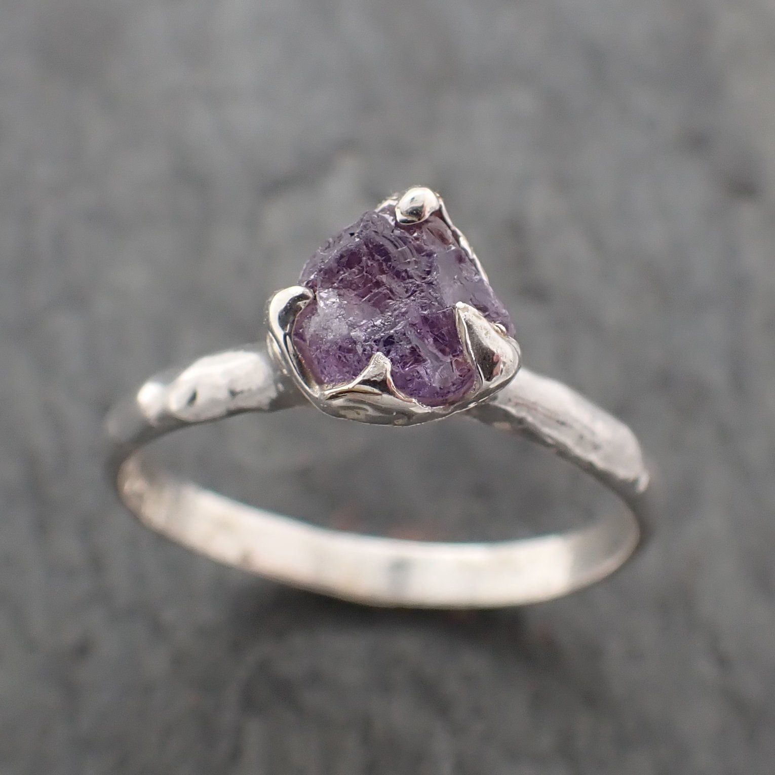 Recycled popular sterling silver and faceted Amethyst Ring -Heart-