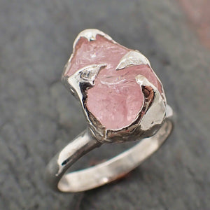 uncut morganite solitaire ring custom sterling silver one of a kind gemstone ring bespoke byangeline ss00062 Alternative Engagement