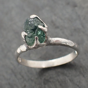 rough green sapphire sterling silver ring gemstone solitaire recycled statement ss00073 Alternative Engagement