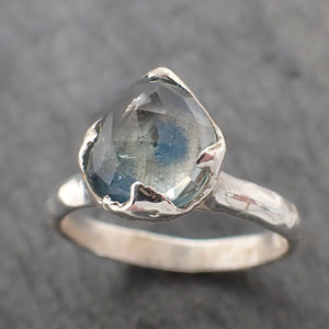 fancy cut montana sapphire sterling silver ring gemstone solitaire recycled statement ss00071 Alternative Engagement