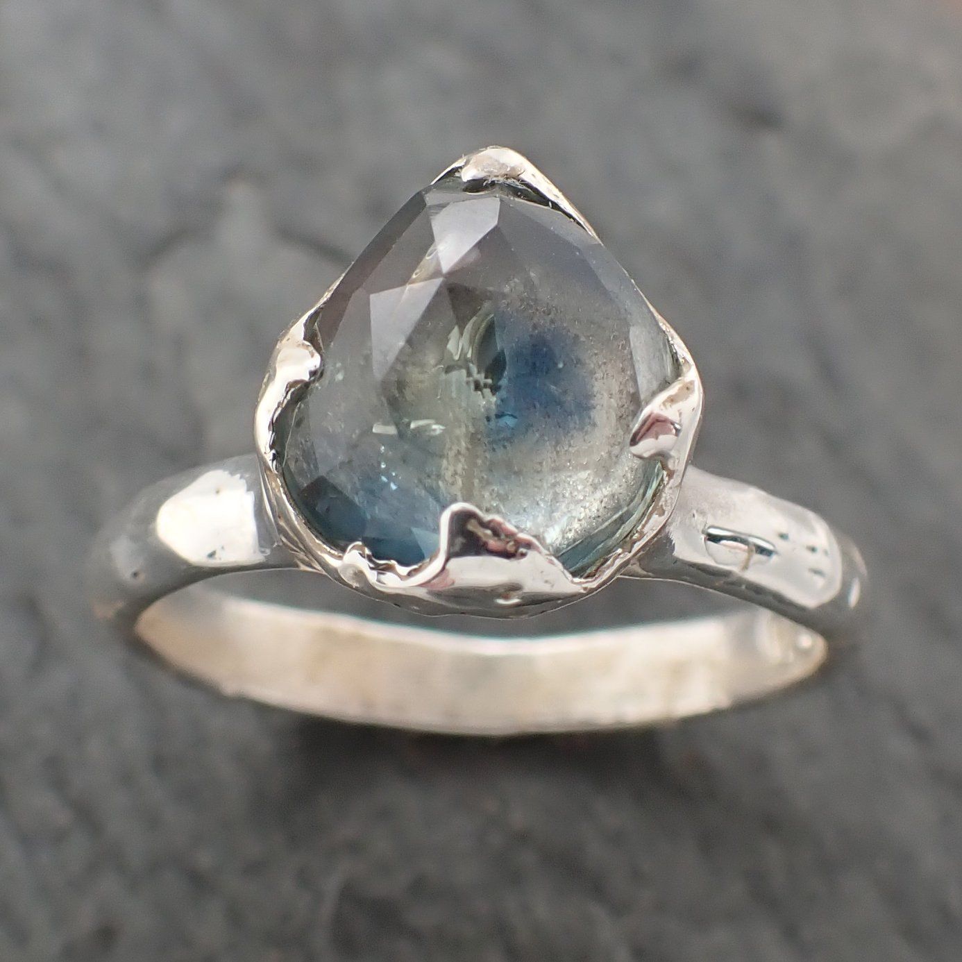 fancy cut montana sapphire sterling silver ring gemstone solitaire recycled statement ss00071 Alternative Engagement
