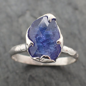 Fancy cut Tanzanite Sterling Silver Engagement Ring Blue Custom Gemstone Ring Solitaire byAngeline SS00070