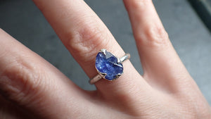 Fancy cut Tanzanite Sterling Silver Engagement Ring Blue Custom Gemstone Ring Solitaire byAngeline SS00070