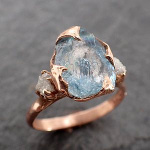 raw uncut aquamarine diamond rose gold engagement ring multi stone wedding 14k ring custom gemstone bespoke byangeline 2503 Alternative Engagement