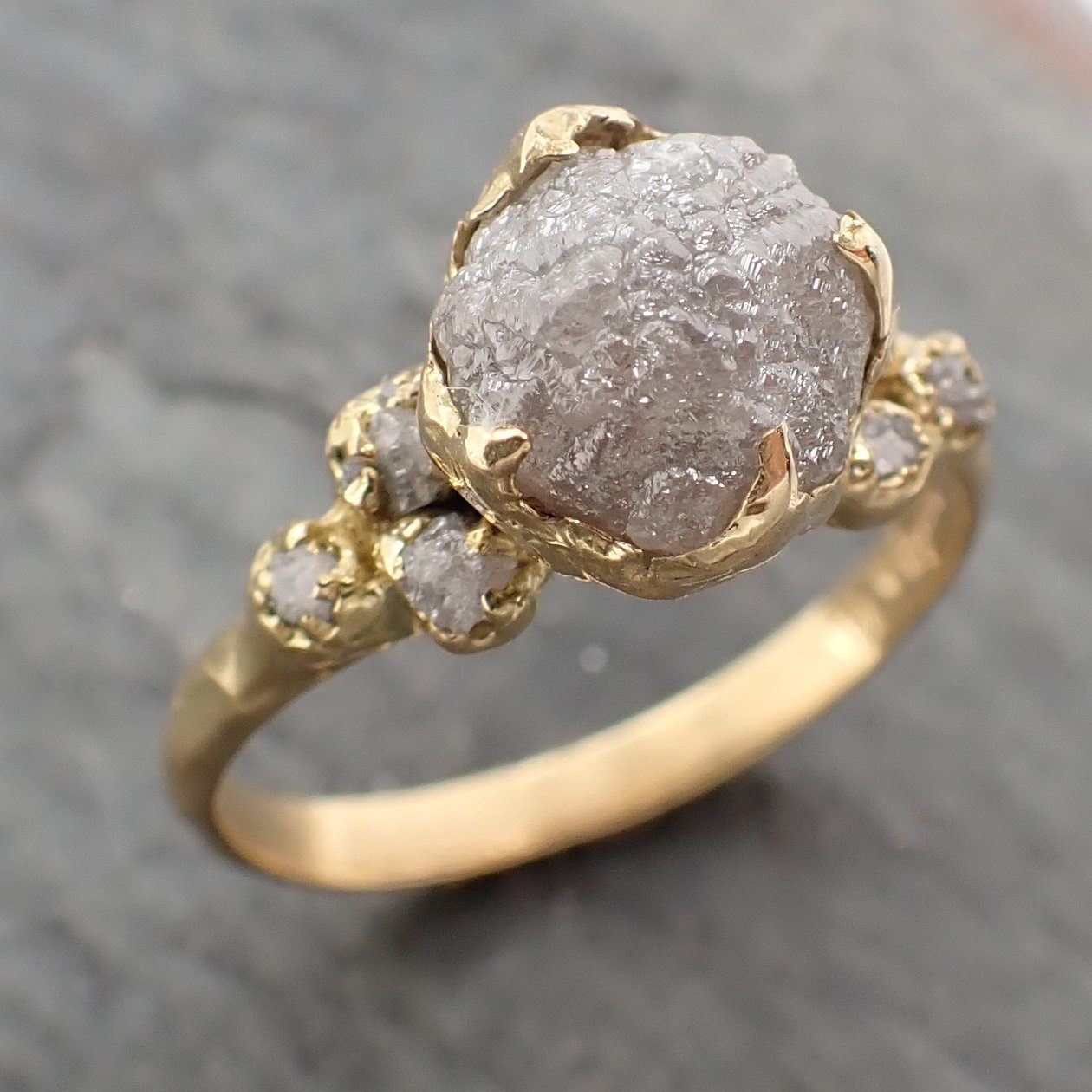raw diamond yellow 18k gold engagement ring rough gold multi stone wedding ring diamond wedding ring rough diamond ring byangeline 2251 Alternative Engagement