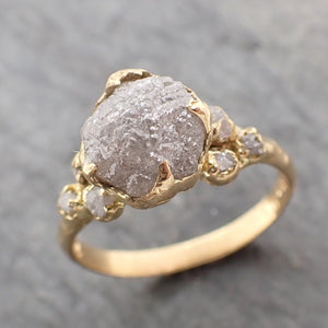 raw diamond yellow 18k gold engagement ring rough gold multi stone wedding ring diamond wedding ring rough diamond ring byangeline 2251 Alternative Engagement