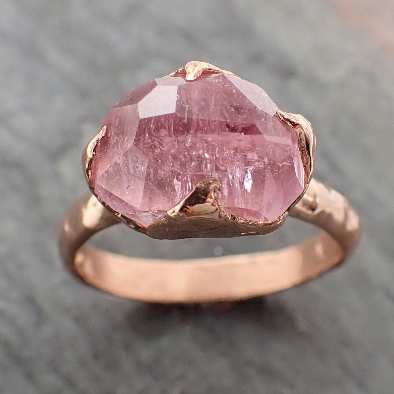 tourmaline partially faceted 14k rose gold solitaire pink gemstone ring statement ring gemstone jewelry by angeline 2246 Alternative Engagement