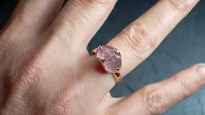 tourmaline partially faceted 14k rose gold solitaire pink gemstone ring statement ring gemstone jewelry by angeline 2246 Alternative Engagement