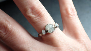 faceted fancy cut white diamond multi stone engagement 18k white gold wedding ring byangeline 2253 Alternative Engagement